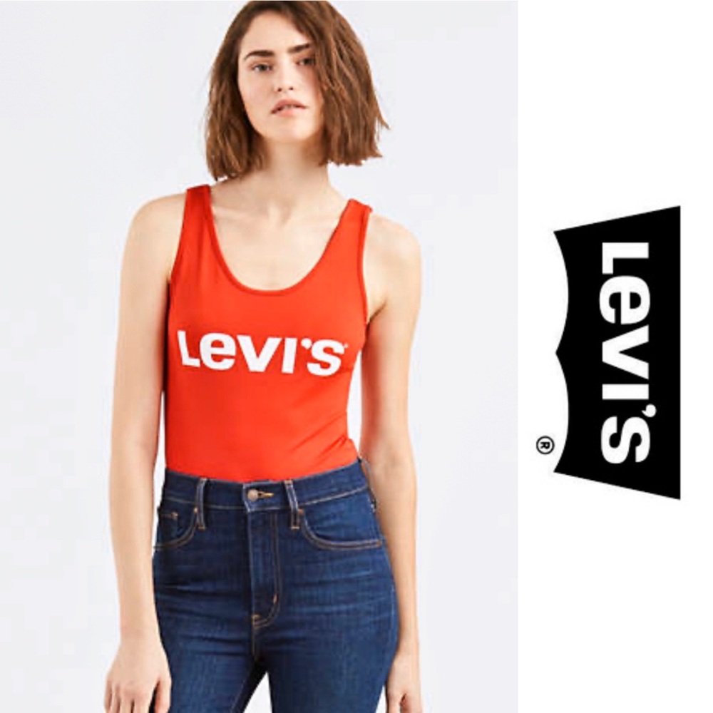 Levi’s Red Sleeveless Logo Body Suit